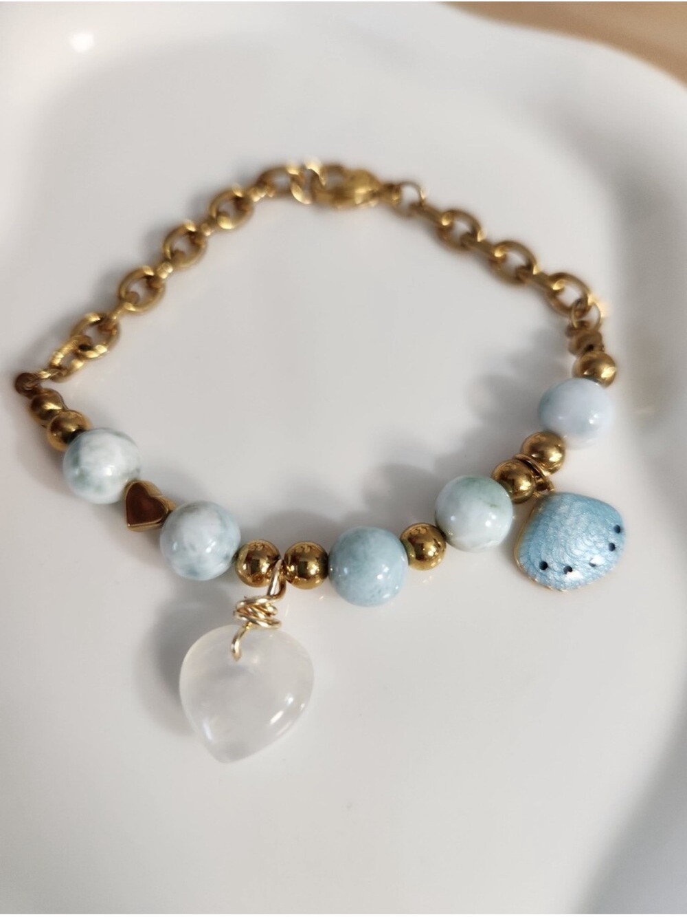 Larimar moonstone charm bracelet